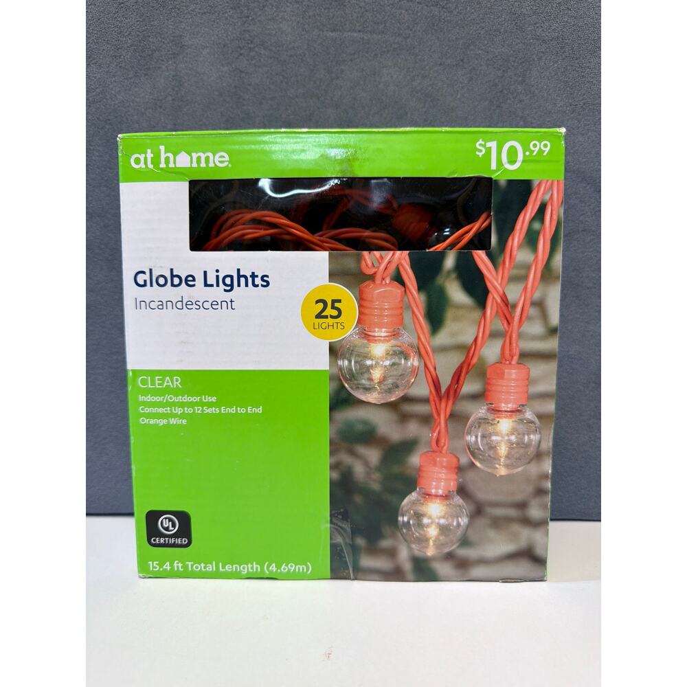 At Home Glove String Lights Clear Bulbs Orange Strands 25 Lights 15.4 Feet